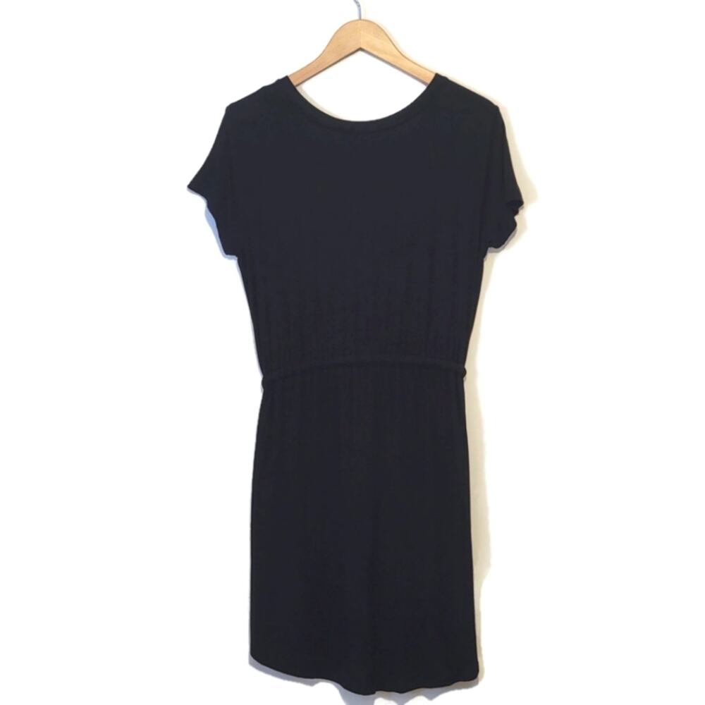 Olive & Oak Black Short Sleeve Drawstring Waist Jersey Knit Dress L - Picture 8 of 13